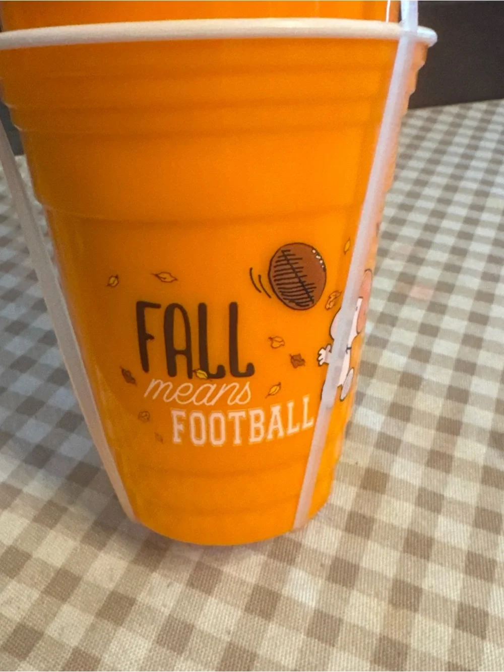 Orange Seasonal Plastic Cups - Fall Football Design (Set)